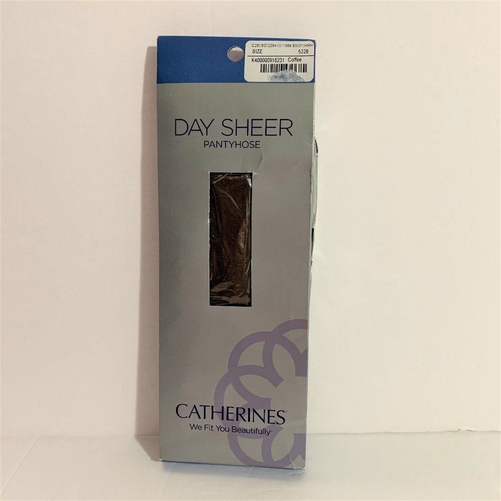 Catherines Pantyhose Day Sheer Hosiery Ribbed Panty Nylon Coffee Brown Plus Sz D